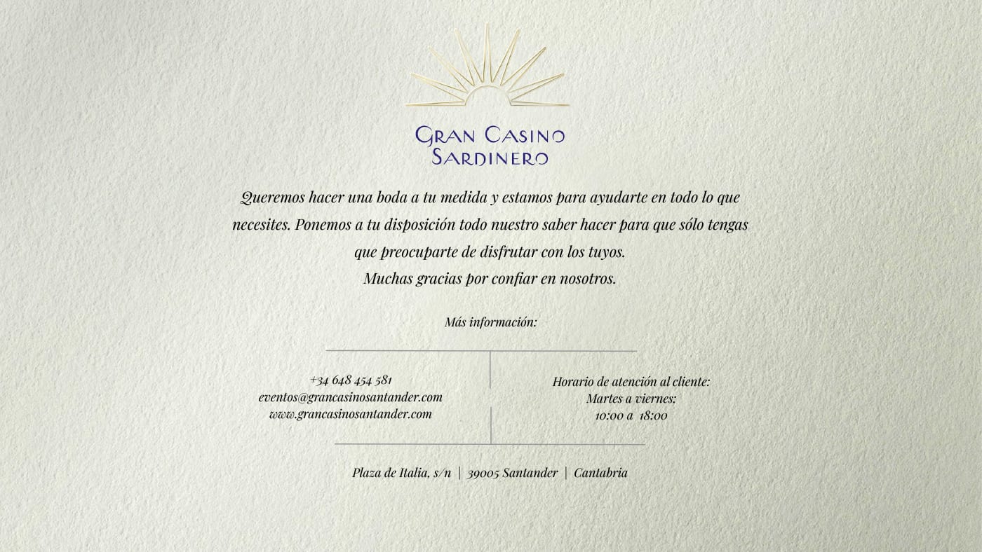 Dossier Casino Santander - Queremos hacer una boda a tu medida